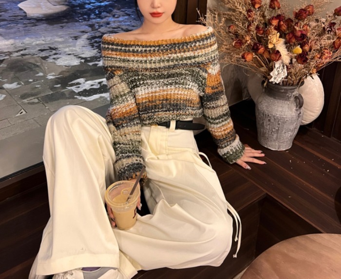 티타이/titai 긴팔 어깨트임 오프숄더니트 스웨터 티셔츠